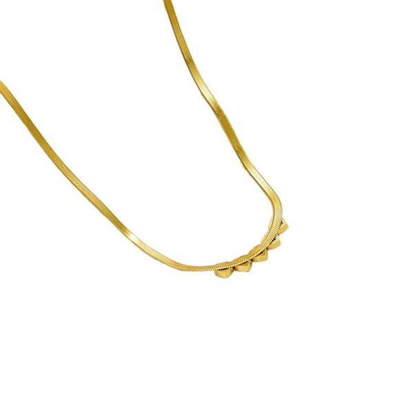 Green Hearts Stainless Steel Crystal Gold-tone Snake Chain Choker Necklace - Picture 7 of 13